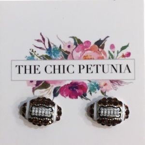 The Chic Petunia Crystal Football Earrings